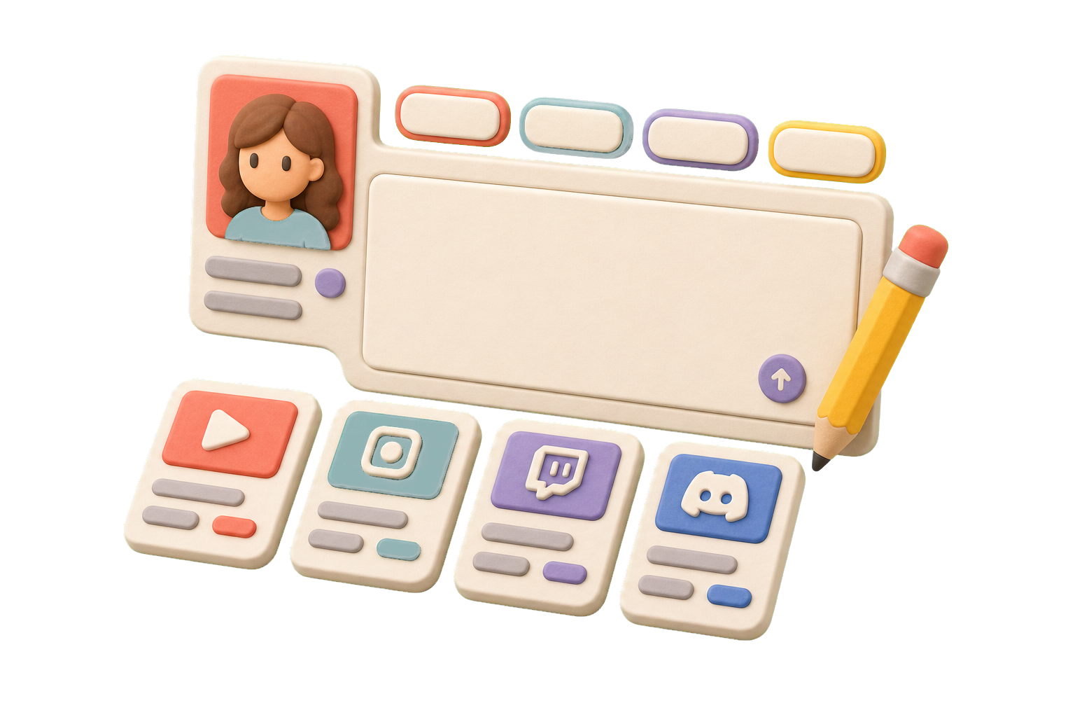 profile bio planning graphic showing X, Instagram, TikTok, LinkedIn, and other social platforms for channel-specific copy.