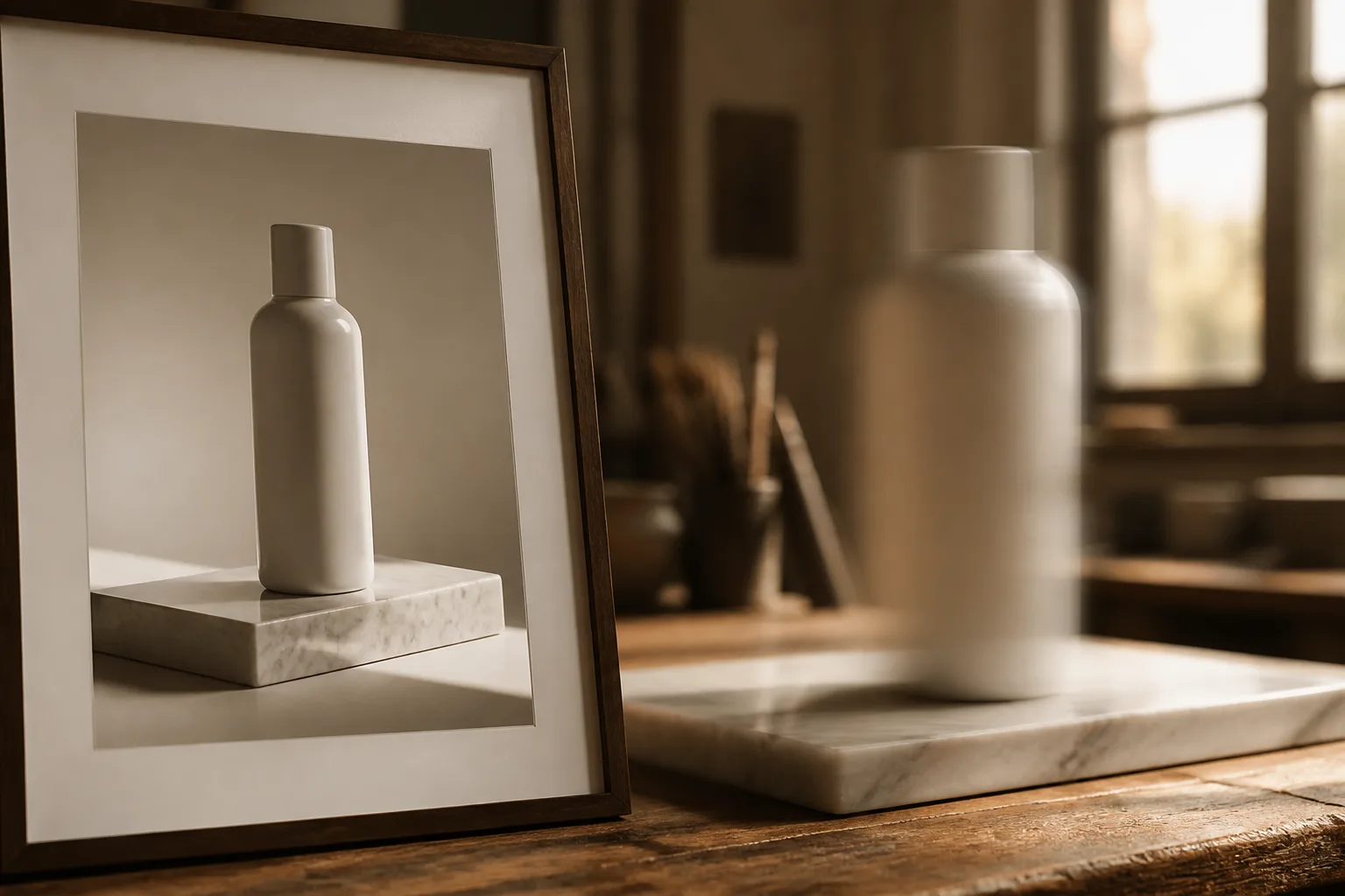 A static product photograph on the left transitioning into a moving film frame on the right with an artifact tag.